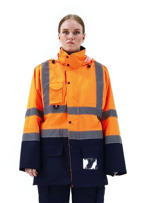 Alaska Hi-Vis 5 in 1 Parka Neon Turuncu - Lacivert