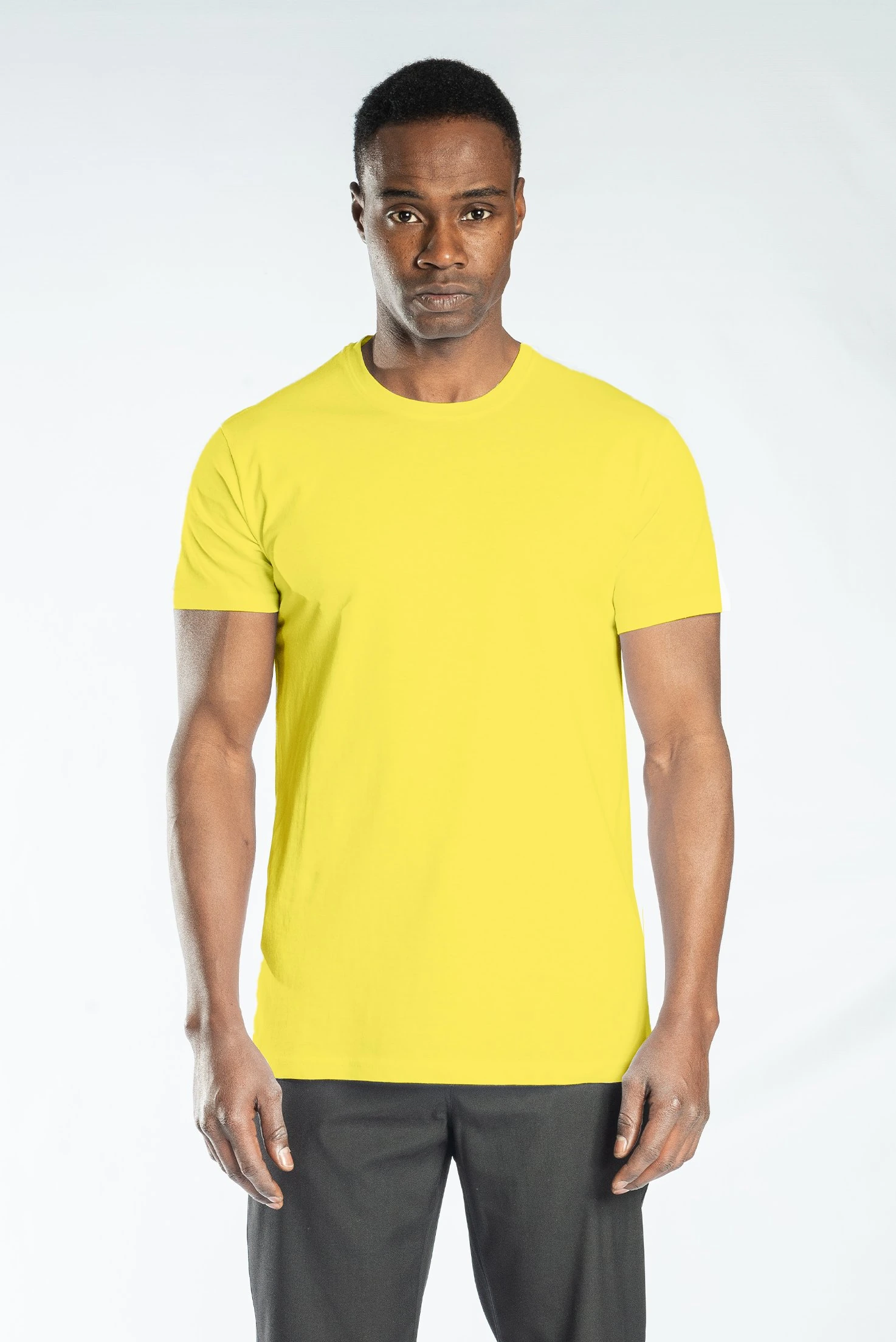 Regular Basic Bisiklet Yaka T-Shirt Sarı