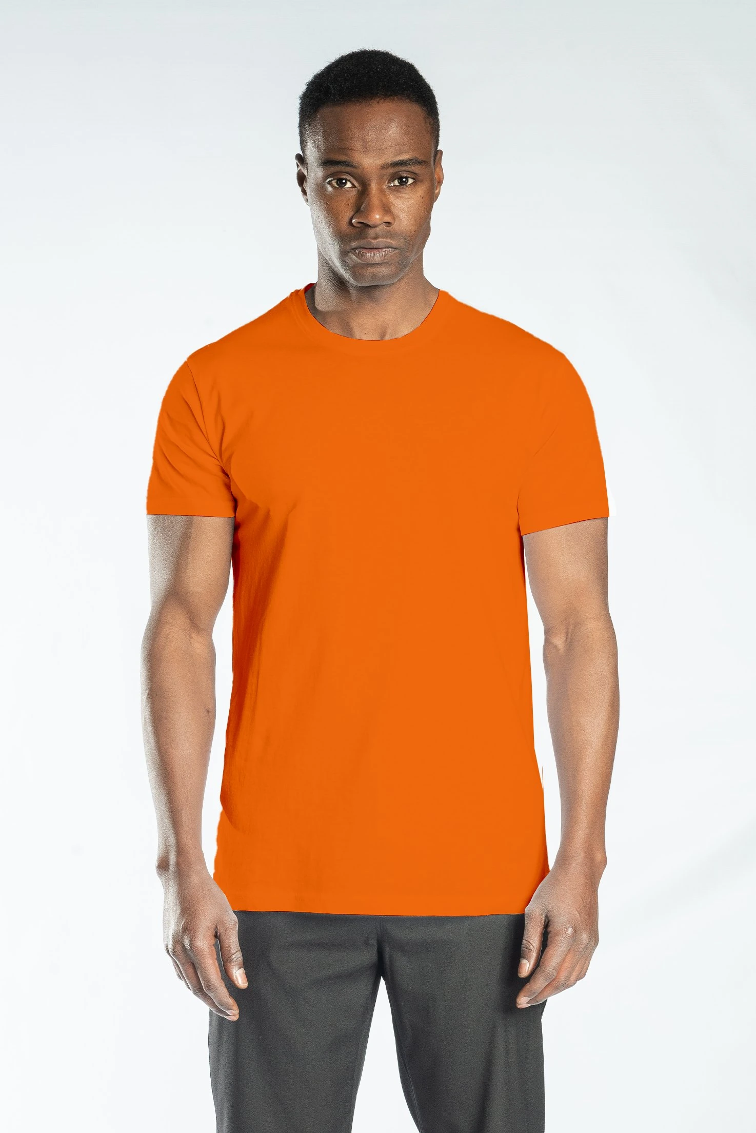 Regular Basic Bisiklet Yaka T-Shirt Turuncu