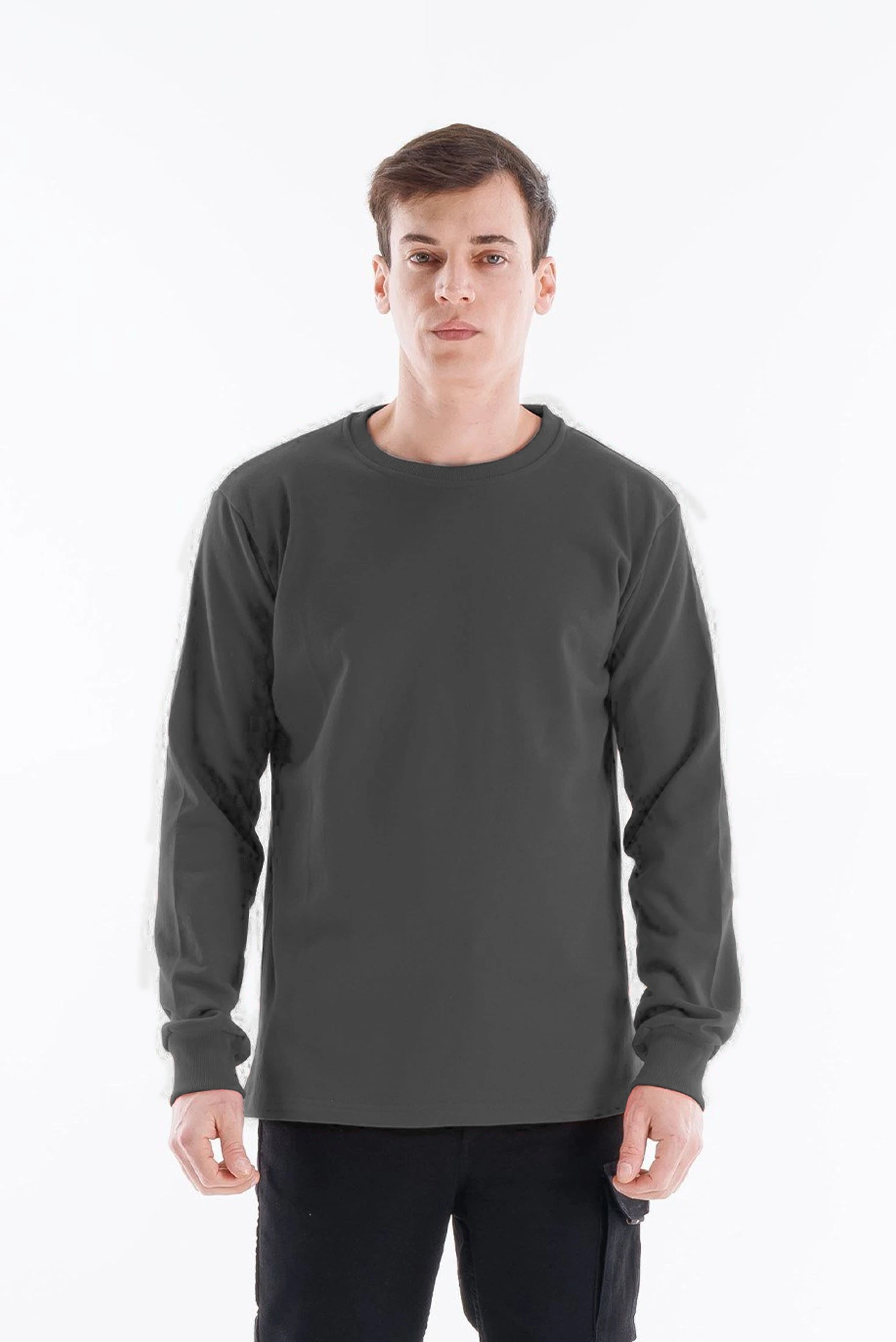 Regular Bisiklet Yaka Sweatshirt Antrasit