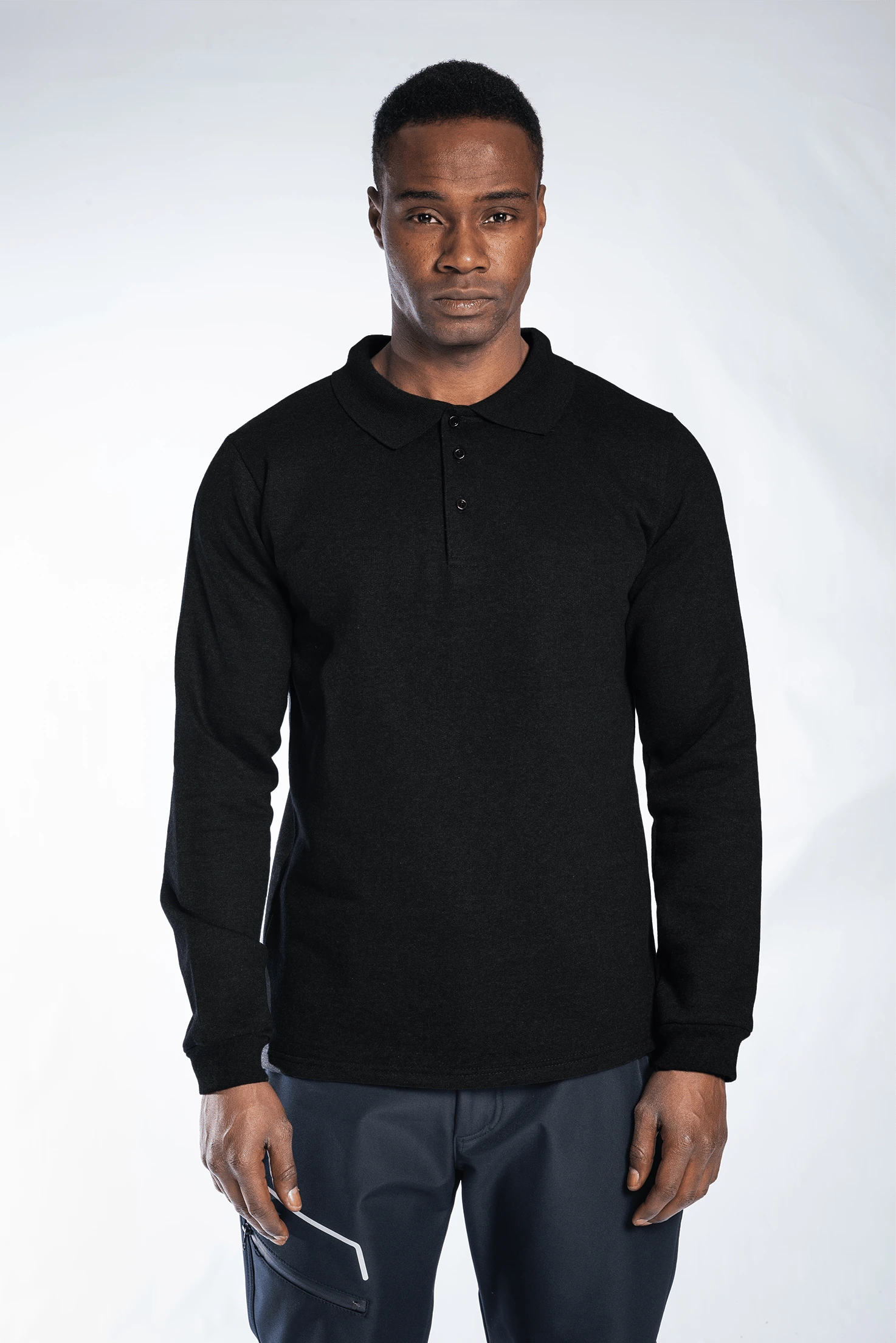 Regular Polo Sweatshirt Siyah